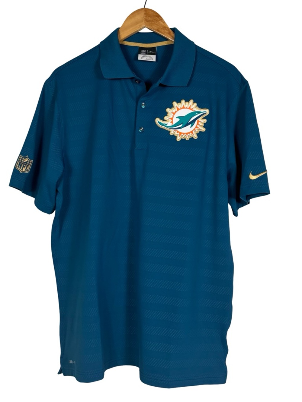 NIKE Dri-FIT Miami Dolphins Polo Shirt Men's Large NFL On Field Teal
